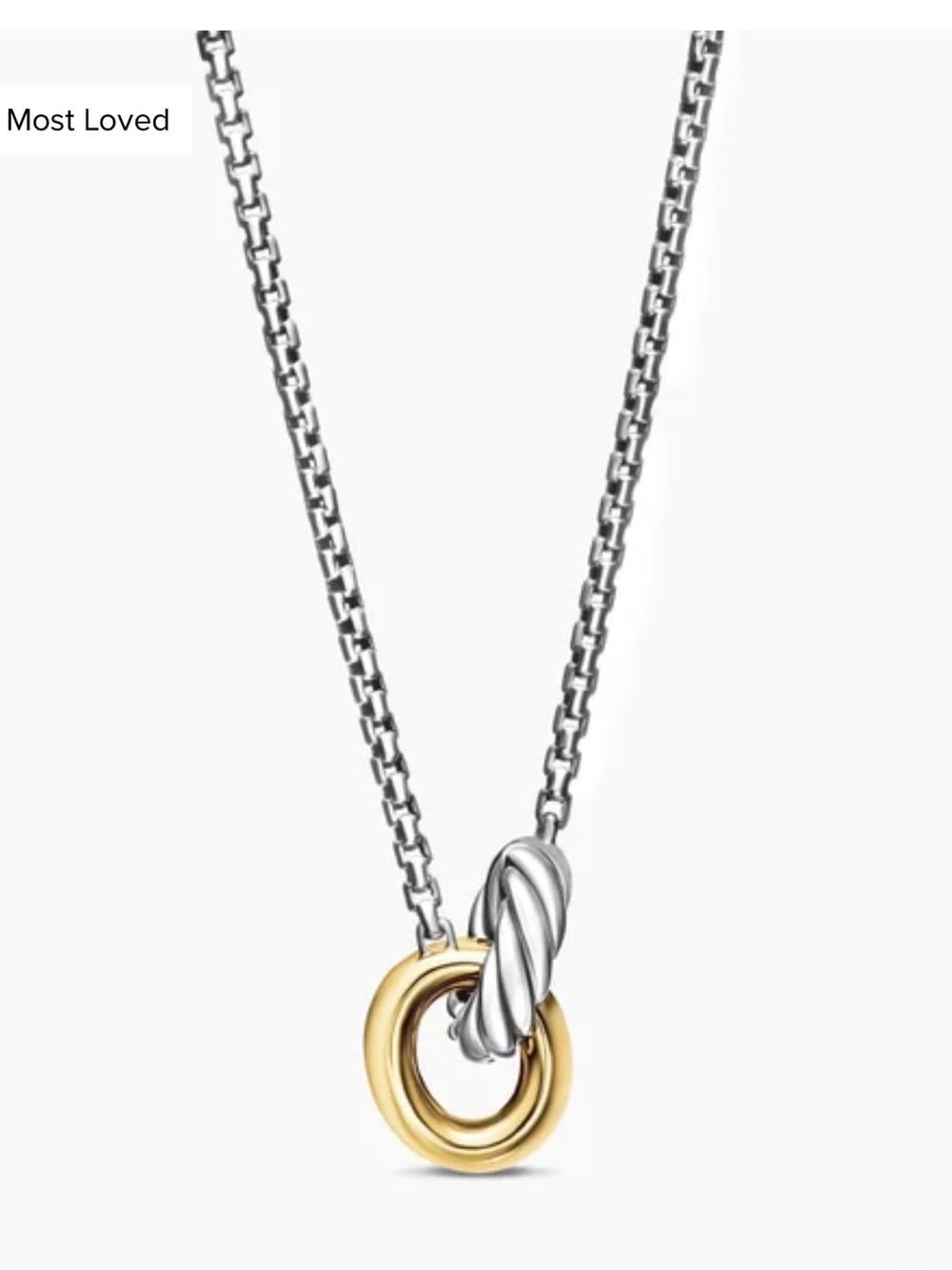 David Yurman Two-Tone Interlocking Circle Necklace in Silver and Gold